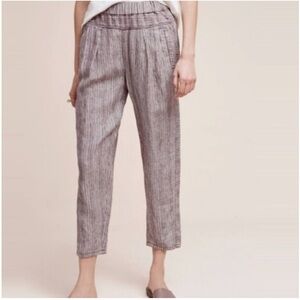 Anthropologie Hei Hei Gray Linen Beach Bound Pull On Pant Womens Small